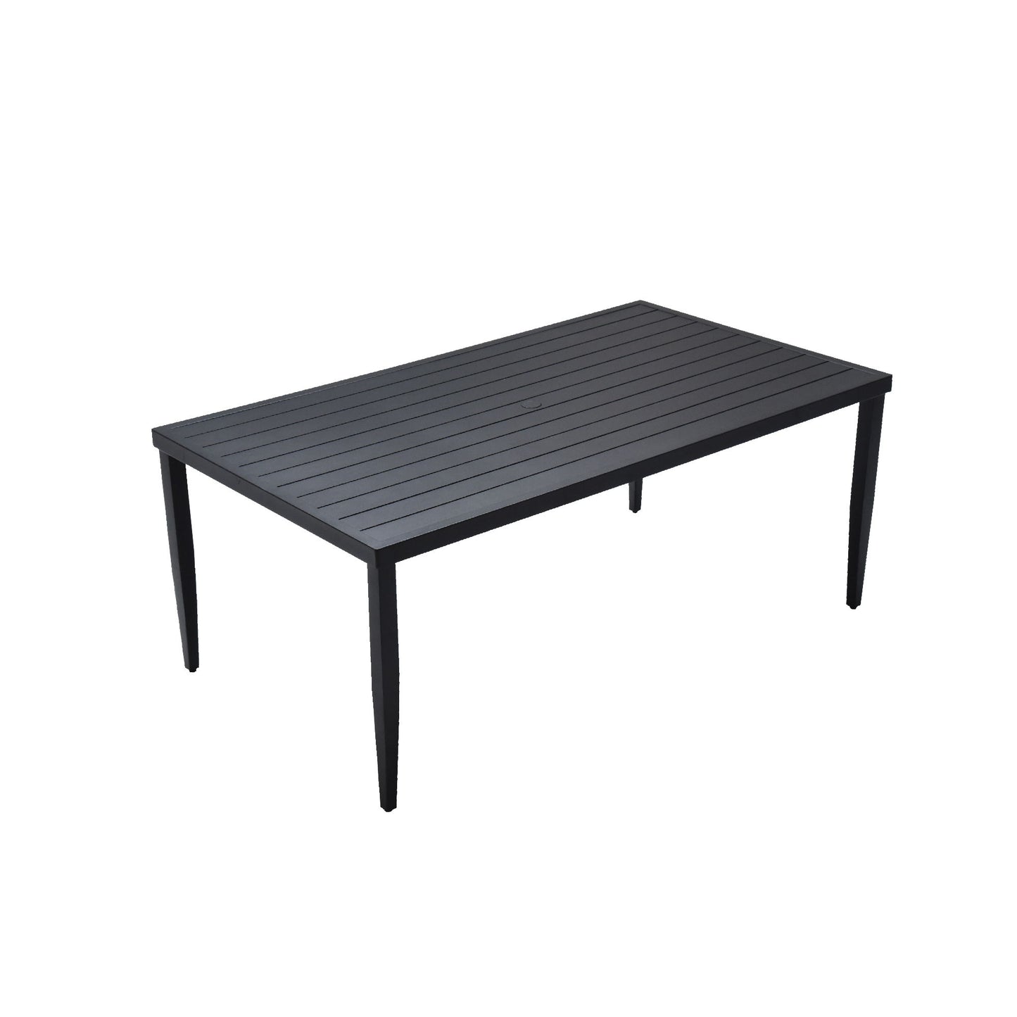 Outdoor Patio Rectangle Dining Table With Tapered Feet & Umbrella Hole - Ember Black