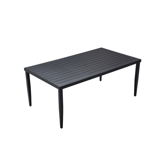 Outdoor Patio Rectangle Dining Table With Tapered Feet & Umbrella Hole - Ember Black