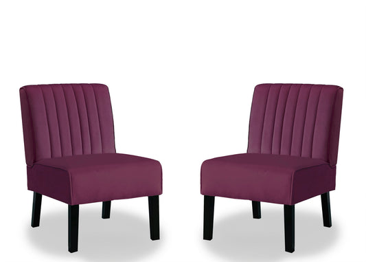 Reese - Mid-Century Modern Accent Chairs With Minimalist Design, Elegant Upholstery And Legs (Set of 2) - Purple