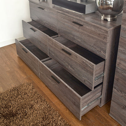 Morgan - Farmhouse 6 Drawer Jumbo Dresser With Construction - Gray