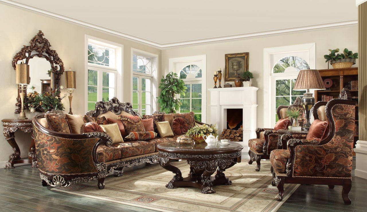 HD-111 - Sectional Sofa - Mohagany With Silver Highlight