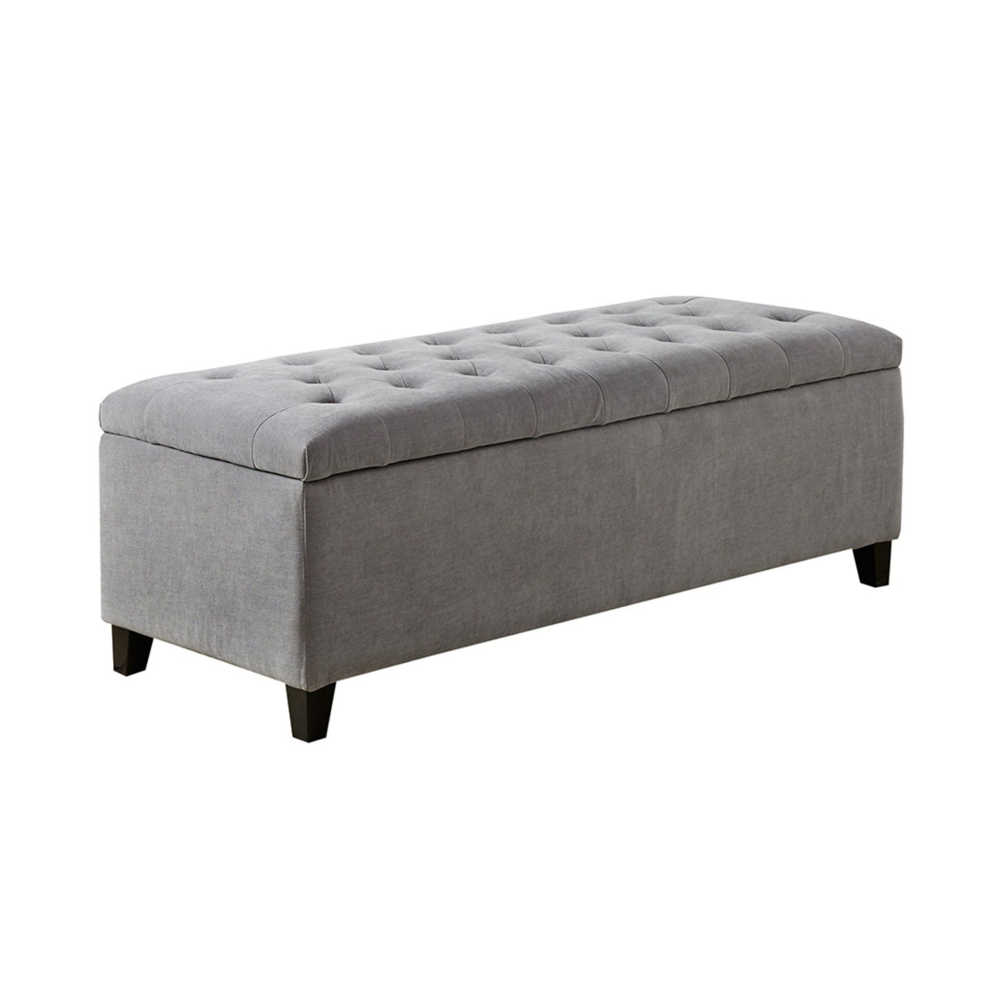 Modern Tufted Top Soft Close Storage Bench Upholstered Polyester - Gray