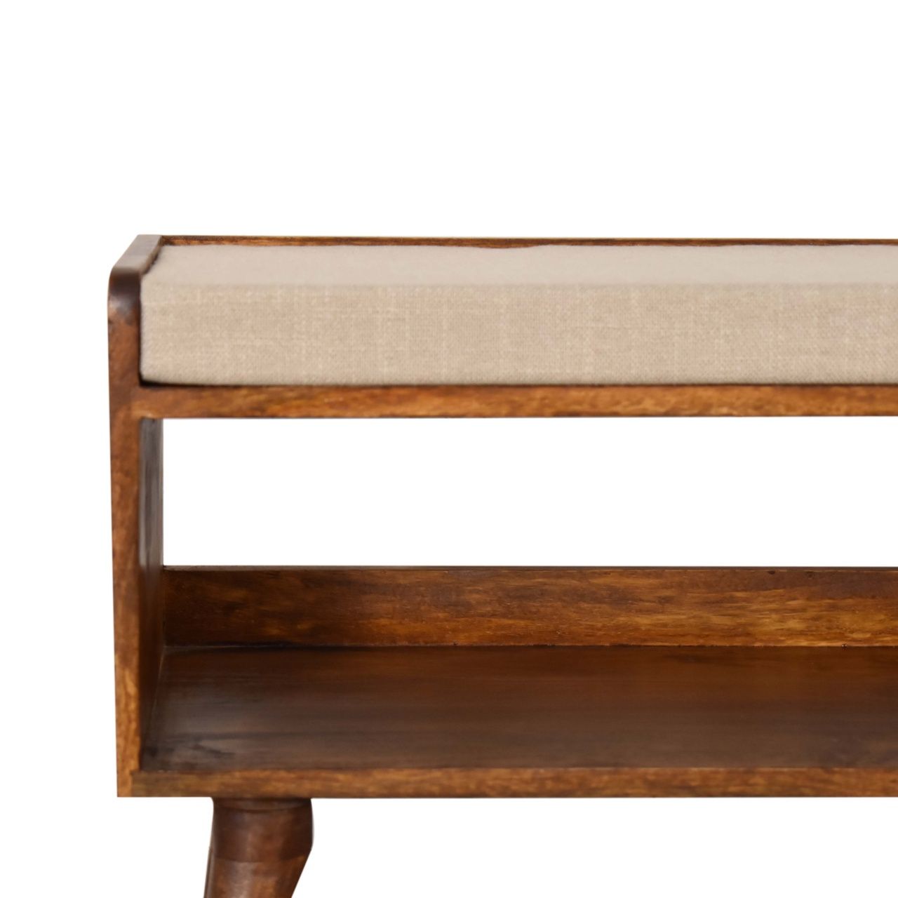 Nordic Storage Bench - Chestnut / Mud Linen