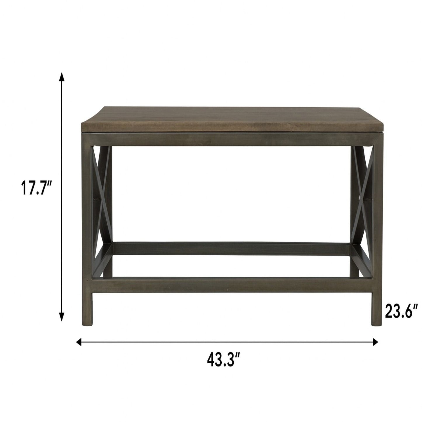 Cross Metal Coffee Table - Pewter