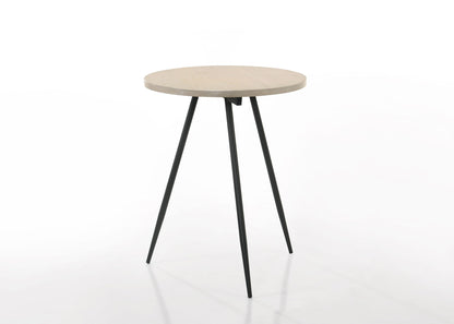 Neroli - Round Side Table With Black Metal Base - Oak White