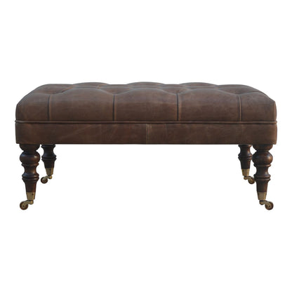 Buffalo - Leather Ottoman With Castor Legs