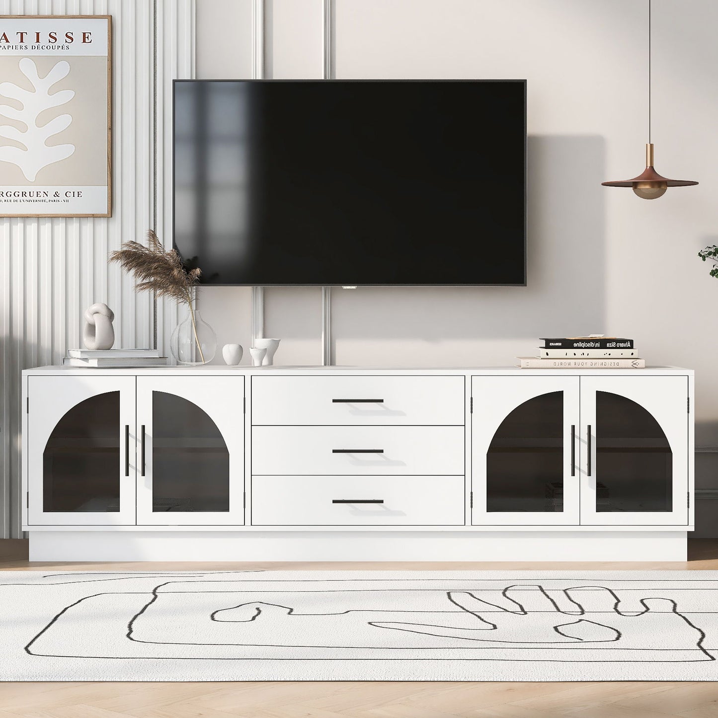 Modern Minimalist TV Stand For TVs Up To 75" With Adjustable Shelves