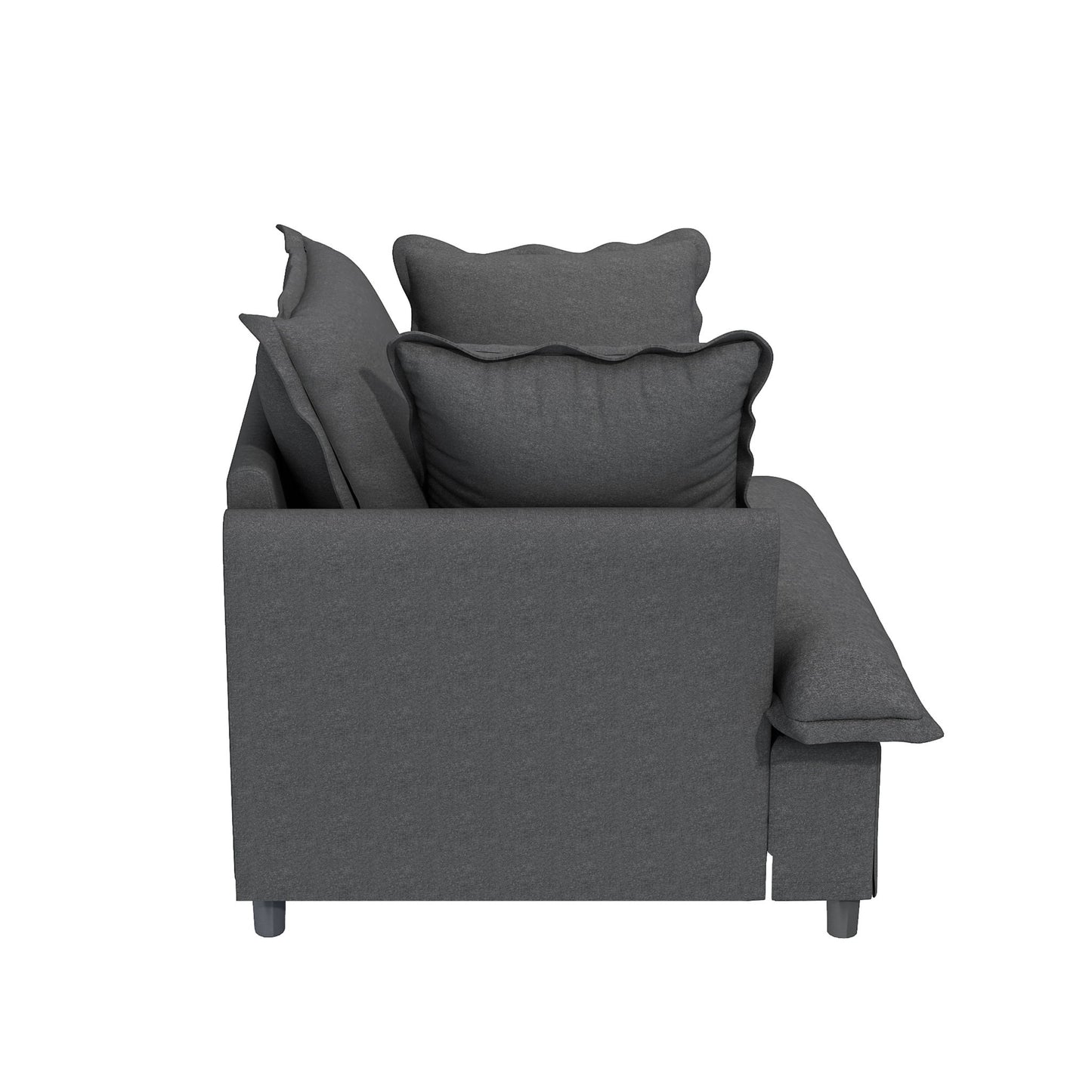 Oversized Single Seat Sofa Module For Modular Sectional Wide Seat, Armchair With Pillows Modern Upholstered Comfy Single Couch Lounge - Gray