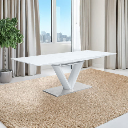 Gallegos - Dining Table With Leaf - White High Gloss