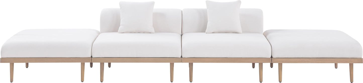 Laguna - 4 Piece 142" Outdoor Patio Armless Modular Sofa With 2 Backless Seats