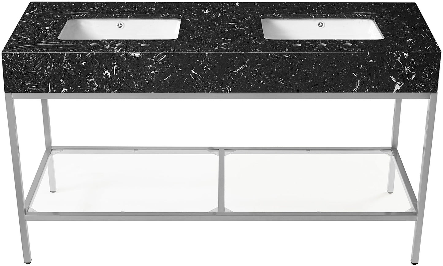 Marmo - Engineered Marble Bathroom Vanity With Chrome Base