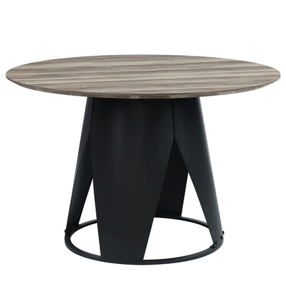 Zudora - Round Dining Table - Antique Oak & Black