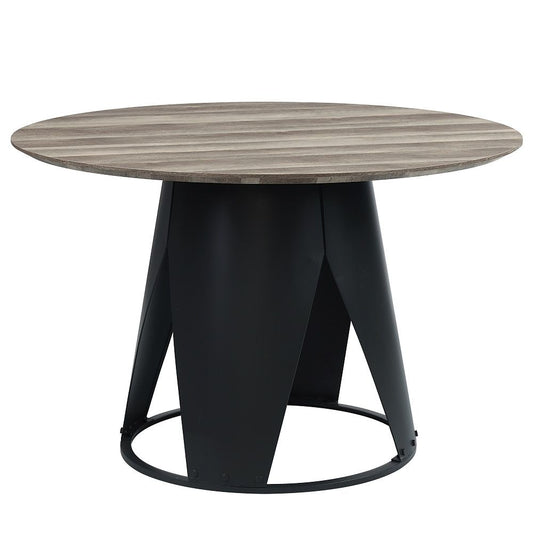 Zudora - Round Dining Table - Antique Oak & Black