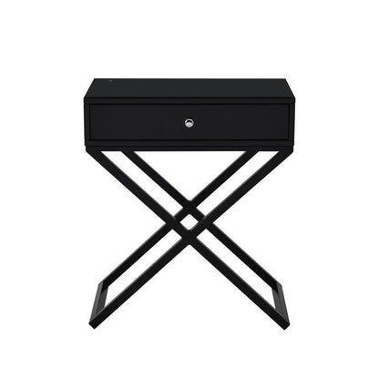 Koda - End Side Table Nightstand, Drawer And Cross Base