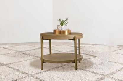Arini - Round End Side Table With Storage Shelf
