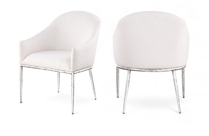 Ferro - Upholstered Dining Arm Chair With Brushed Silver Legs