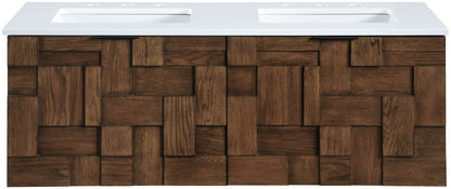 Leonardo - Engineered Stone And Solid Wood 24" Wall Mounted Bathroom Vanity