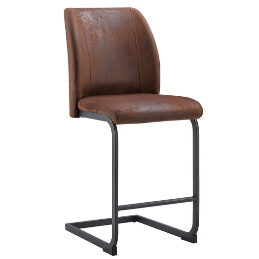 Modern Chairs With Suede Cushions And Black Metal Legs For Dining Room Or Office (Set of 2) - Brown