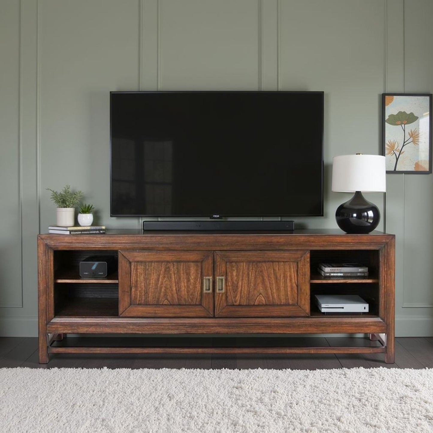 TV Stand Console, For TVs Up To 85", 2 Tone - Brown