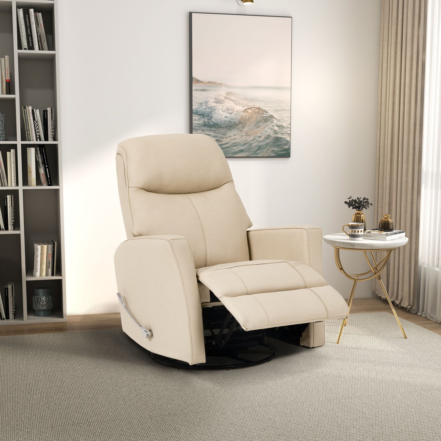 Harlow - Swivel Glider Recliner Chair - Ivory