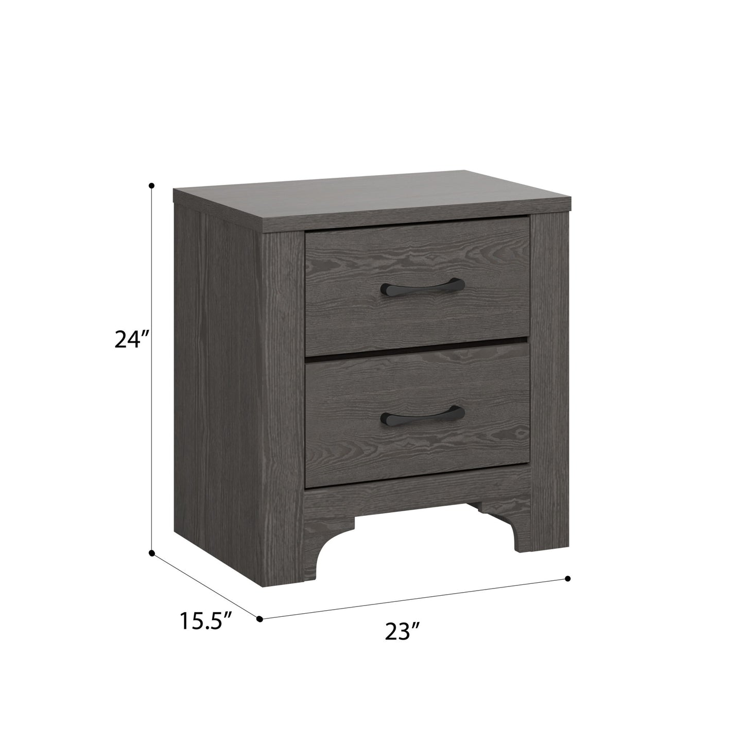 Modern 2 Drawer Nightstand - Brown - Wood