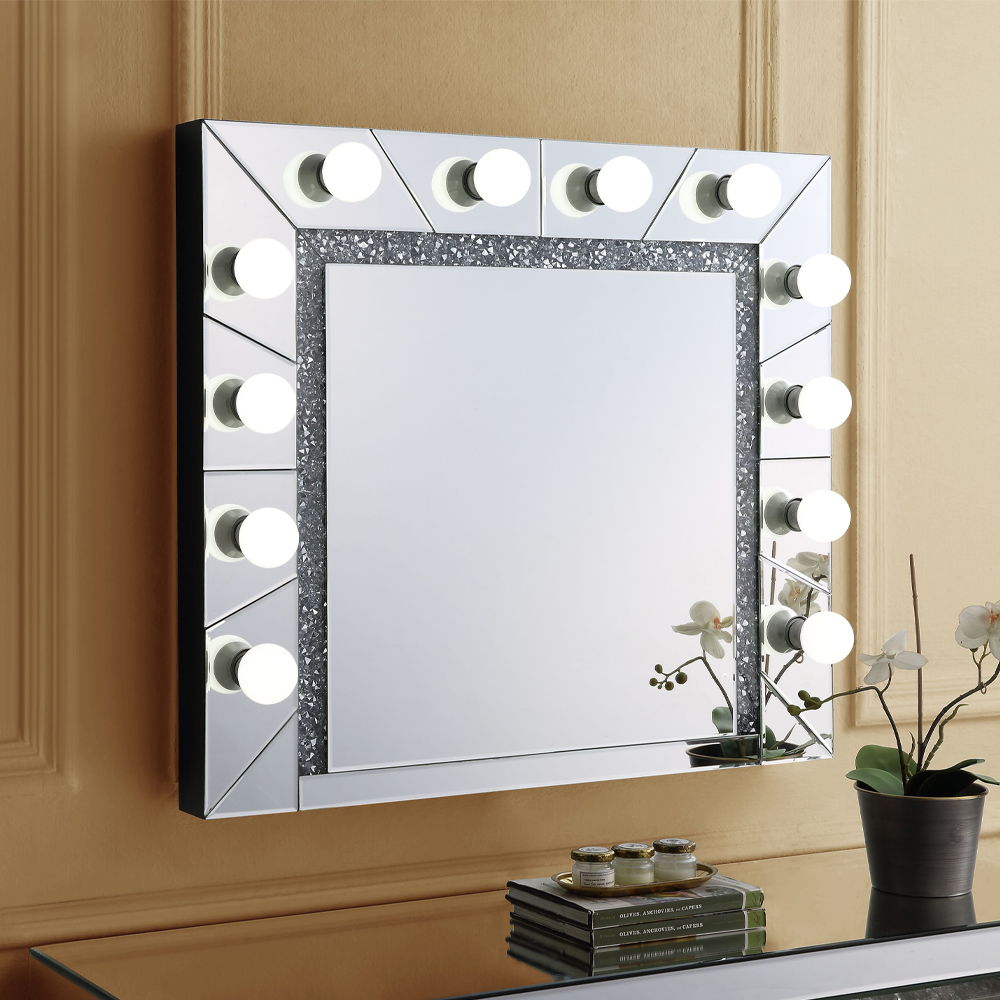 Noralie - 28" Accent Mirror - Mirrored & Faux Diamonds