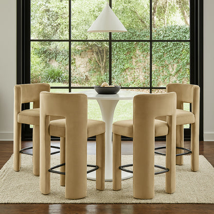 Zuno - Velvet Performance Fabric Upholstered Counter Stool (Set of 2)