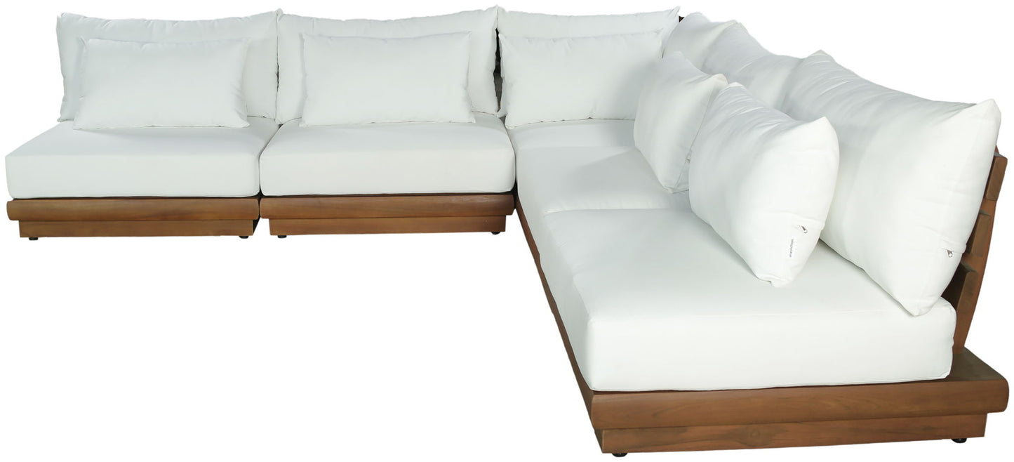 Mirella - 5 Piece Water Resistant Fabric Upholstered Outdoor Patio Modular Sectional