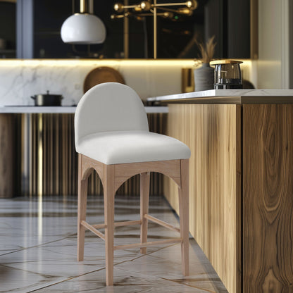 Waldorf - Chenille Stool With Natural Legs