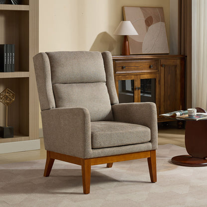 Wide Modern Accent Chair With Wood Legs For Living Room
