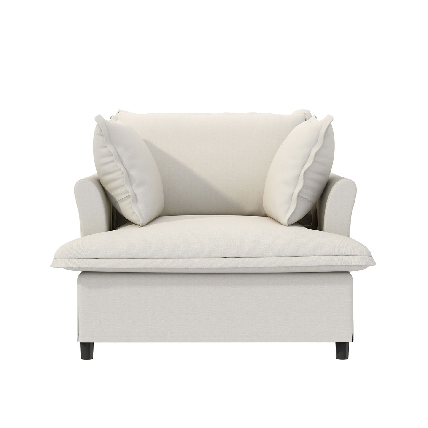 Oversized Single Seat Sofa Module For Modular Sectional Wide Seat, Armchair With Pillows Modern Upholstered Comfy Single Couch Lounge - Beige