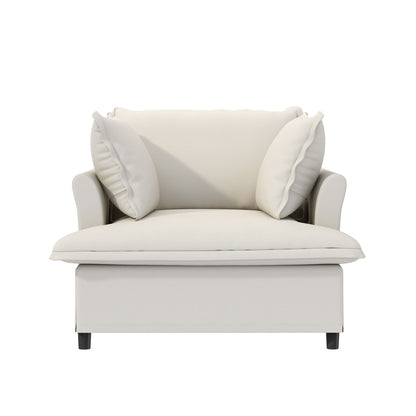 Oversized Single Seat Sofa Module For Modular Sectional Wide Seat, Armchair With Pillows Modern Upholstered Comfy Single Couch Lounge - Beige