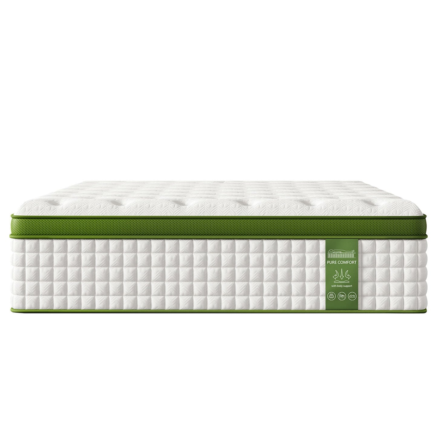 12" Full Size Hybrid Mattress With Gel Memory Foam & Pocket Springs - Green