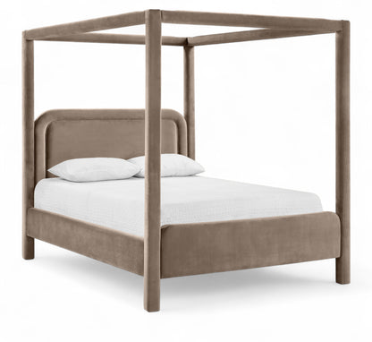 Salina - Velvet Upholstered Bed - Taupe