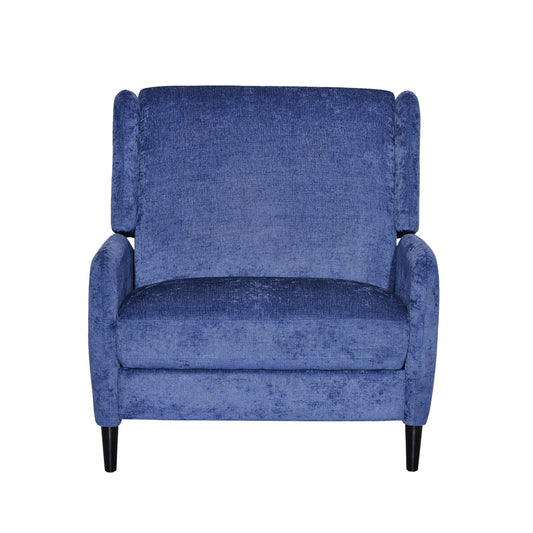 Oversized Textured Pushback Recliner - Navy Blue / Dark Brown