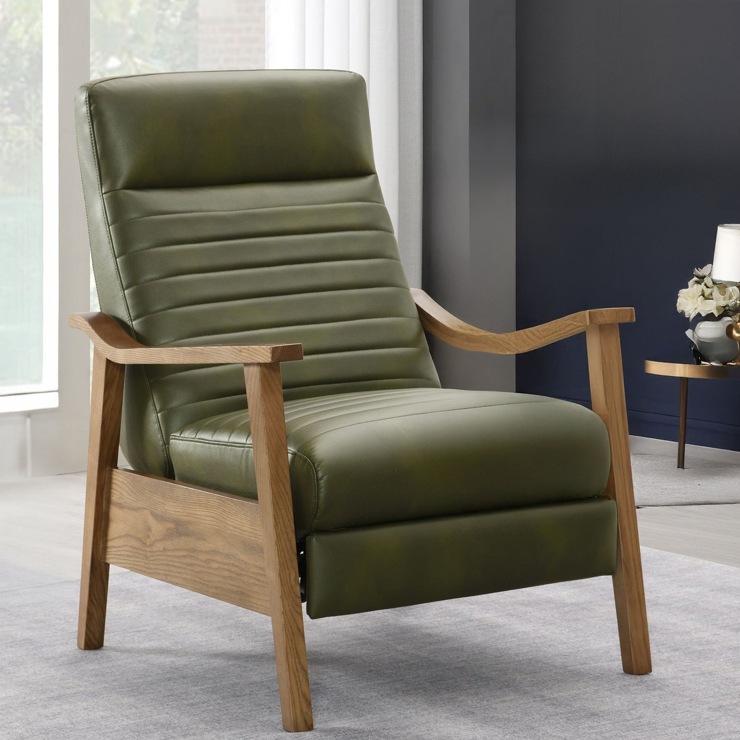 Asher - Modern Push Back Recliner With Wood Arms
