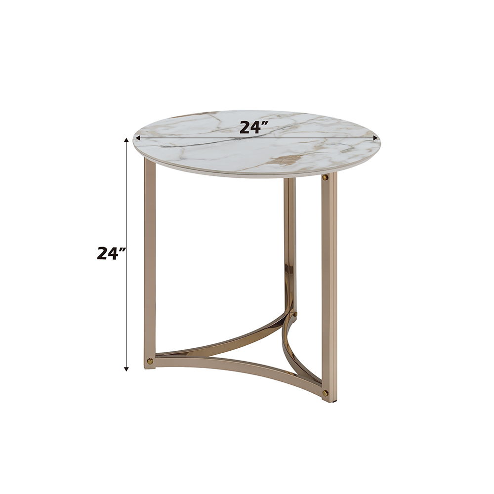 Zaidee - 23.5" End Table - Sintered Stone & Champagne