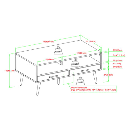 Contemporary 2 Drawer Low Coffee Table