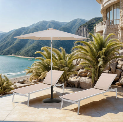 Fiji - Aluminum Patio Umbrella With Round Black And White Base