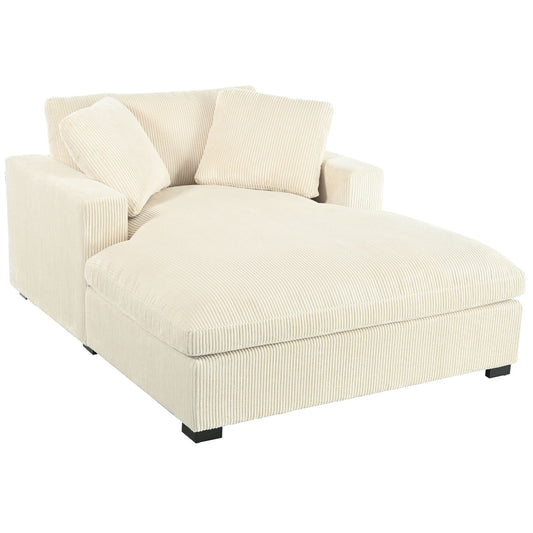 Oversized Chaise, Lounge Chair Classic Design, Soft Fabric, Durable Frame With Solid Wood Legs