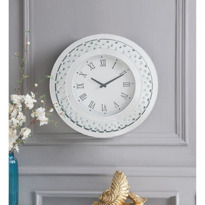 Nysa - 20" Wall Clock - Mirrored & Faux Crystals