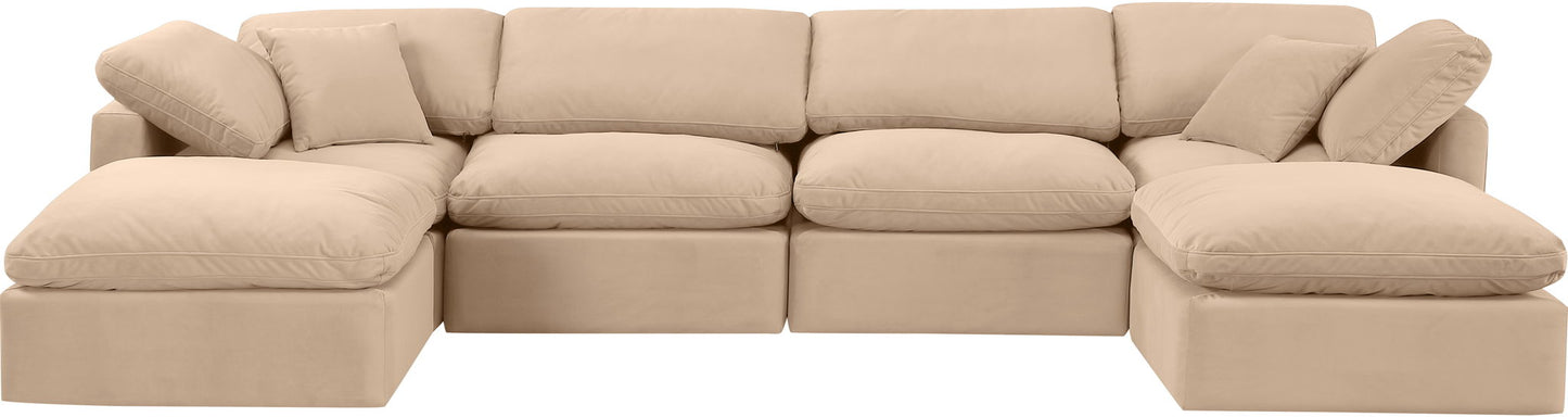Indulge - Velvet 6 Piece Modular Double Chaise Sectional