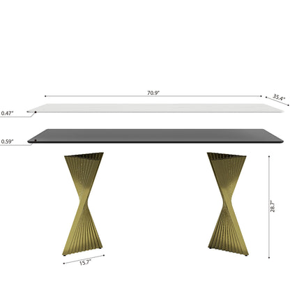 Modern Rectangular Kitchen Table With Steel Feet For 4 8 People - White