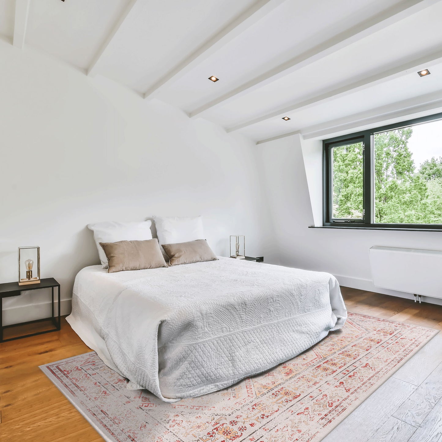 Maval - 6' X 9' Washable Area Rug - Beige