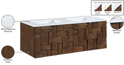 Leonardo - Engineered Stone And Solid Wood 24" Wall Mounted Bathroom Vanity