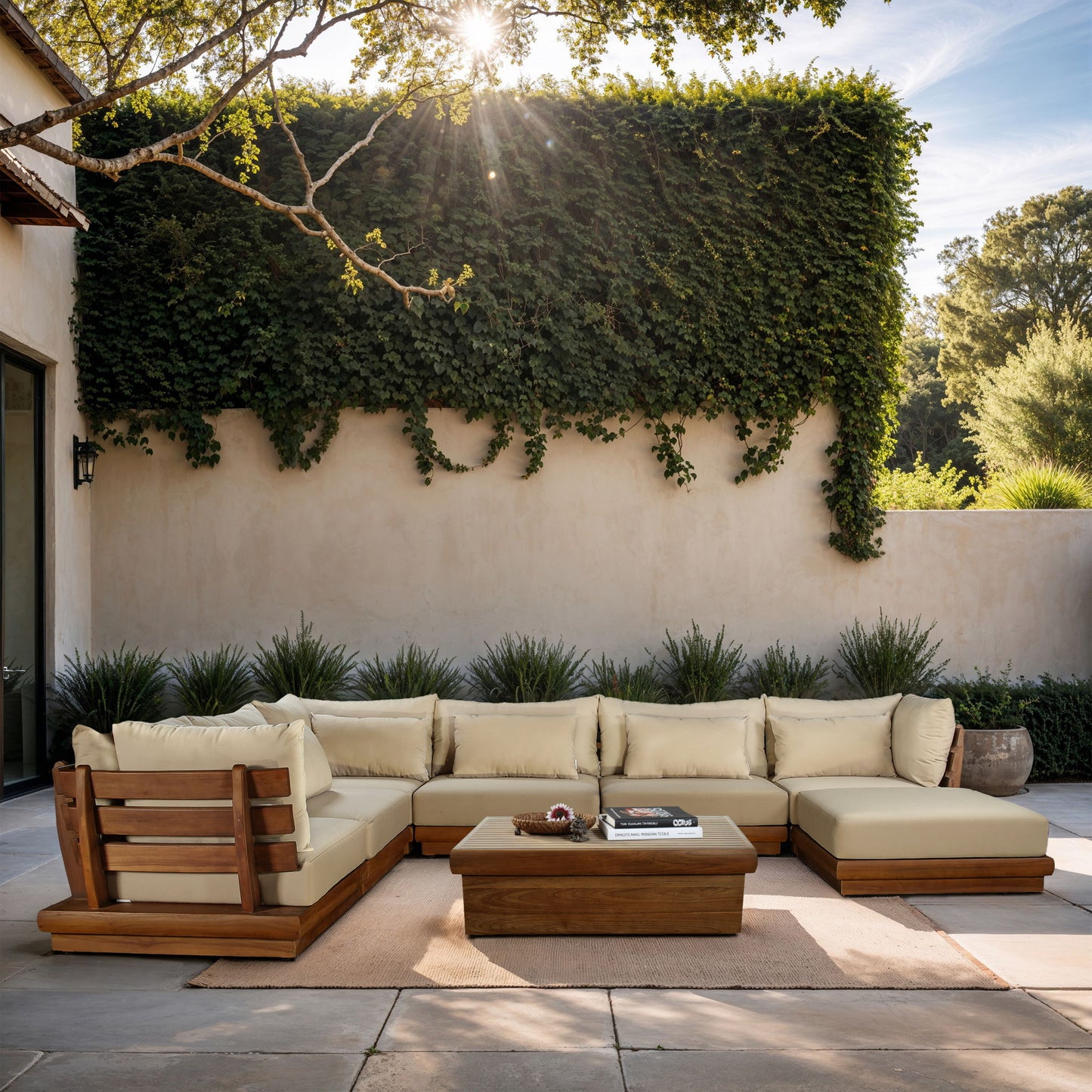 Mirella - 7 Piece Water Resistant Fabric Upholstered Outdoor Patio Modular Sectional