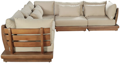 Mirella - 5 Piece Water Resistant Fabric Upholstered Outdoor Patio Modular Sectional