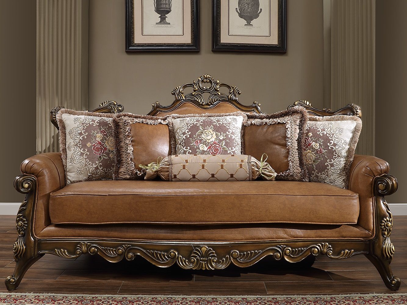 HD-555 - 3 Piece Sofa Set - Brown Cherry