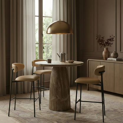 Lupita - Vegan Leather Upholstered Bar Stool With Matte Black Frame (Set of 2)