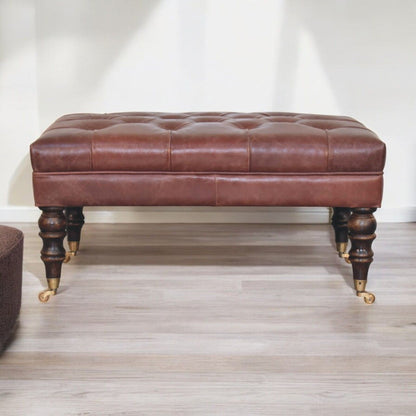 Buffalo - Leather Ottoman With Castor Legs
